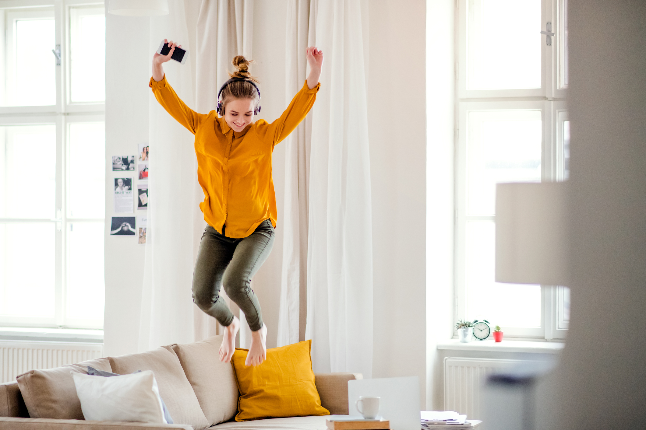 Young woman celebrates winning in the HES competition