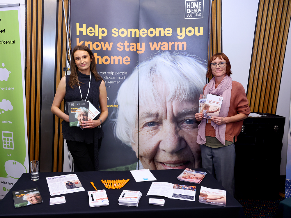 Mandy and Megan with leaflets at an event