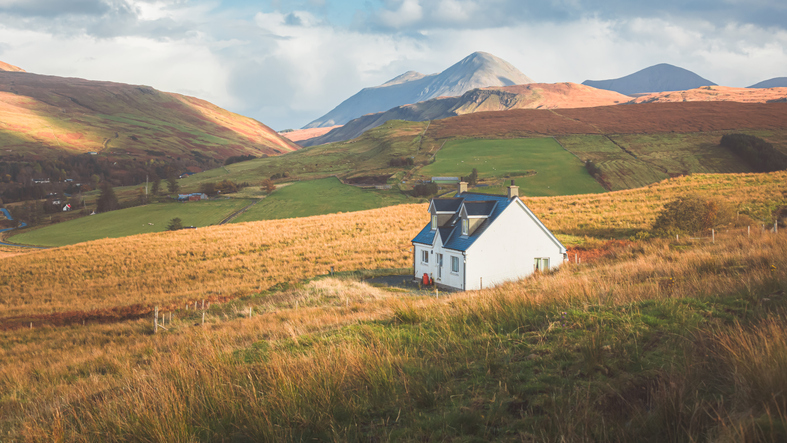 A remote cottage in the Scottish highlands