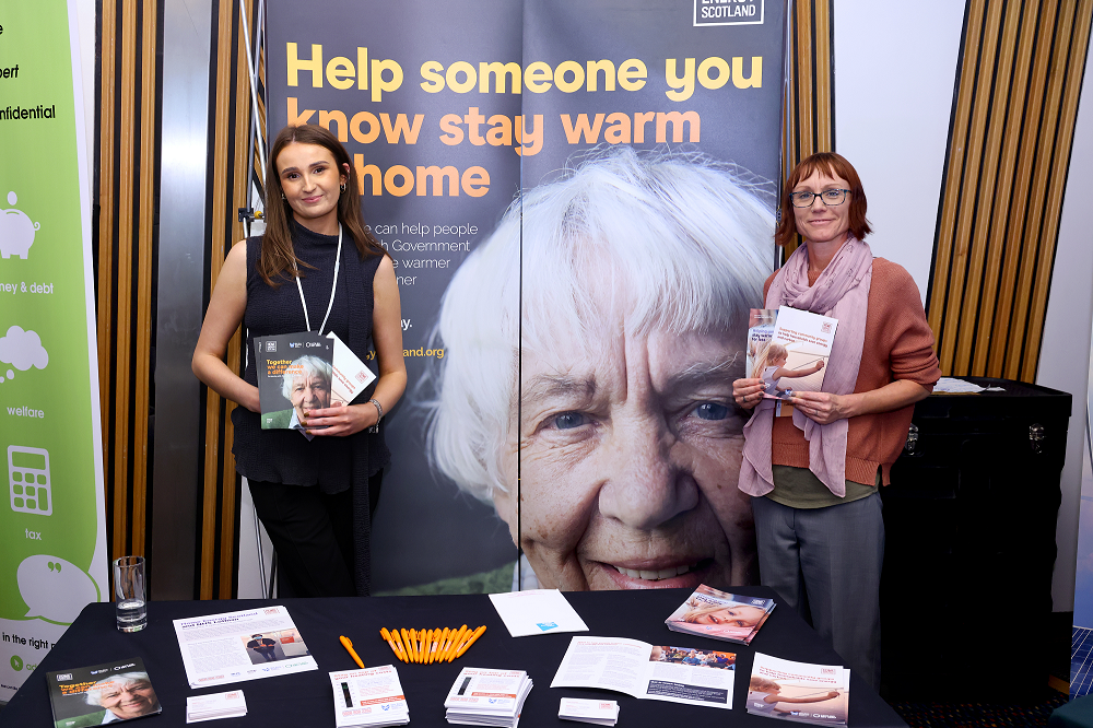 Mandy and Megan with leaflets at an event