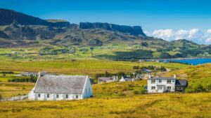 Scotland whitewashed crofts idyllic rural village Highlands